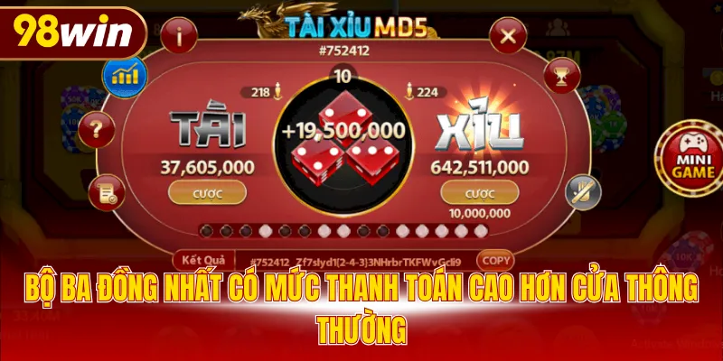 Bộ ba đồng nhất có mức thanh toán cao hơn cửa thông thường