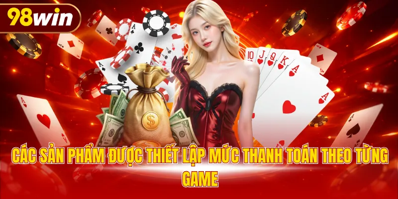 Các sản phẩm được thiết lập mức thanh toán theo từng game