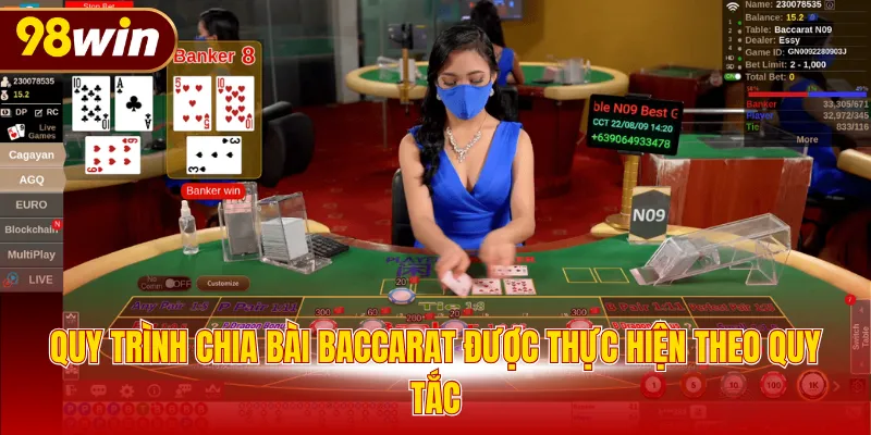 Quy trình chia bài Baccarat được thực hiện theo quy tắc